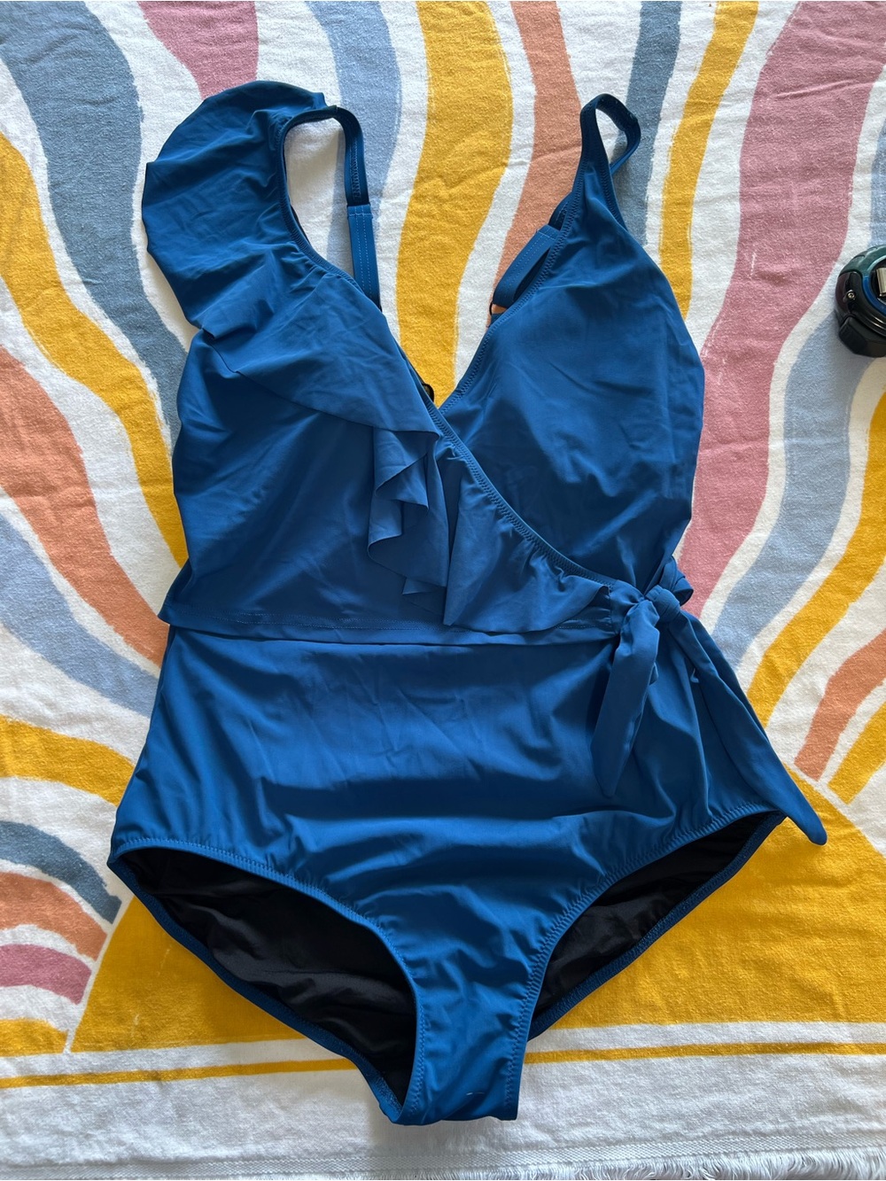 Profile By Gottex Royal Blue Ruffle Wrap One-Piece Swimsuit